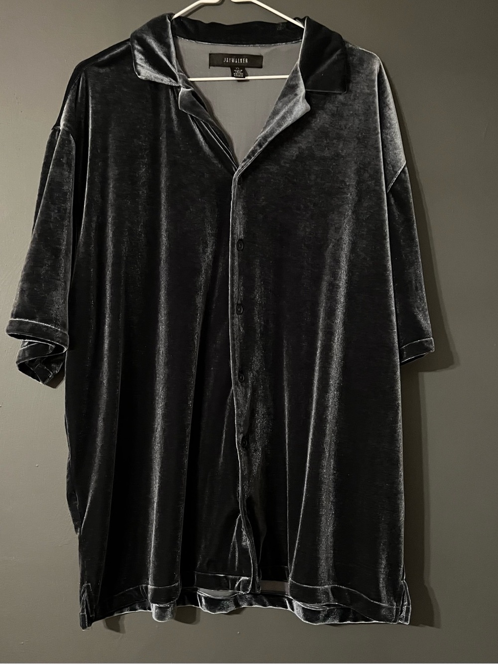Jay Walker Black Velvet Short Sleeve Shirt Jacket